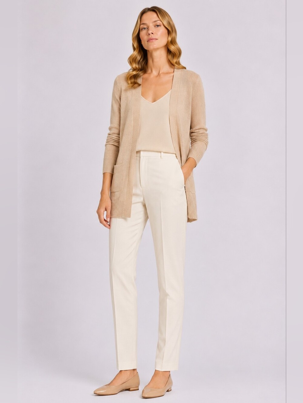 J. Crew Size S Cream Pink Alpaca Merino Blend Open Cardigan